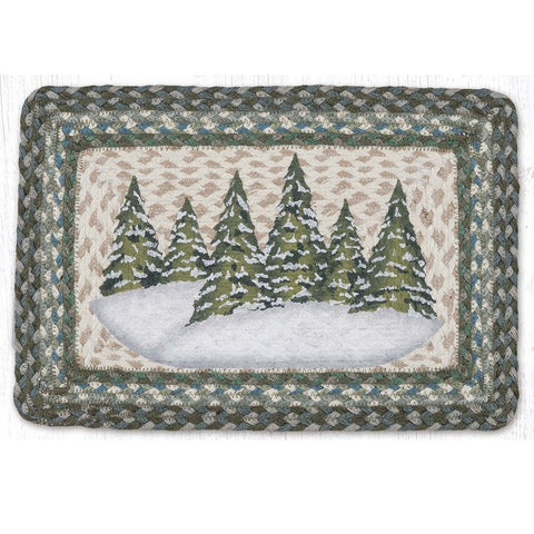 Holiday Village Trees braided jute placemat