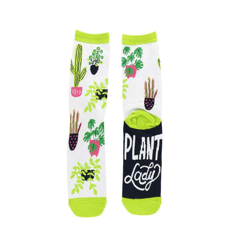 Lazy One women's crew sock with Plant Lady pattern