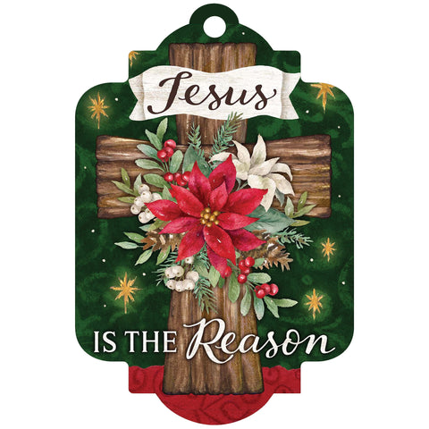 Custom Decor Deluxe Door Decor sign showing Poinsettia Cross