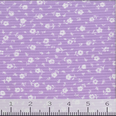 purple, Double Brushed Floral Rib Knit Fabric
