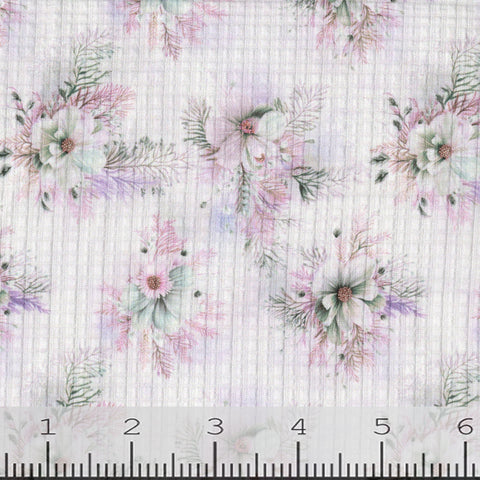 purple, Floral Print Knit Fabric CA257
