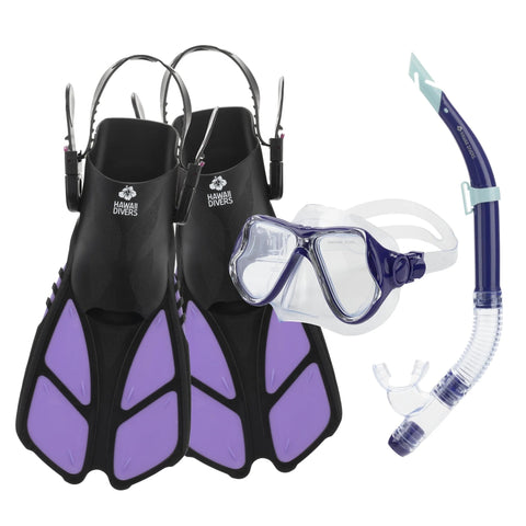 Hawaii Divers Manta Ray adult snorkeling set in purple & black