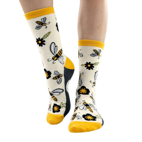 Lazy One women's crew sock with Queen Bee pattern