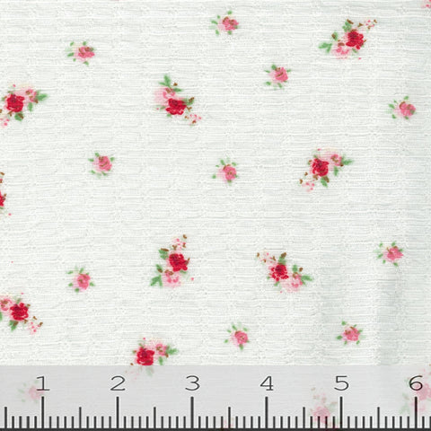 red, Allie Floral Print Crinkle Fabric FA166