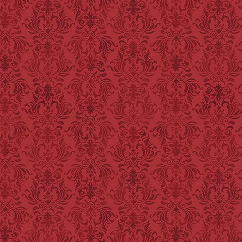 red, Cardinal Charm Collection Damask Cotton Fabric 3993