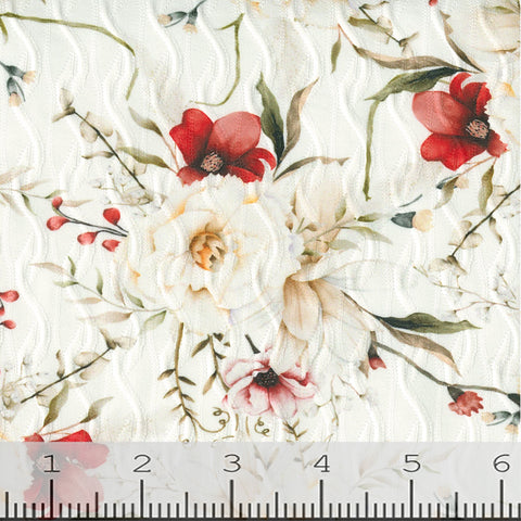 red, Fashion Floral Print Knit Fabric 248