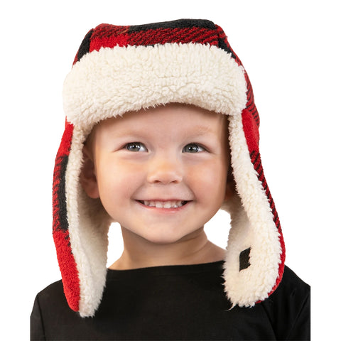 red, Children's Plaid Bomber Cap CC