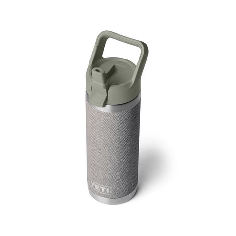 Yeti Rambler bottle with straw cap 18 oz in riverhead green