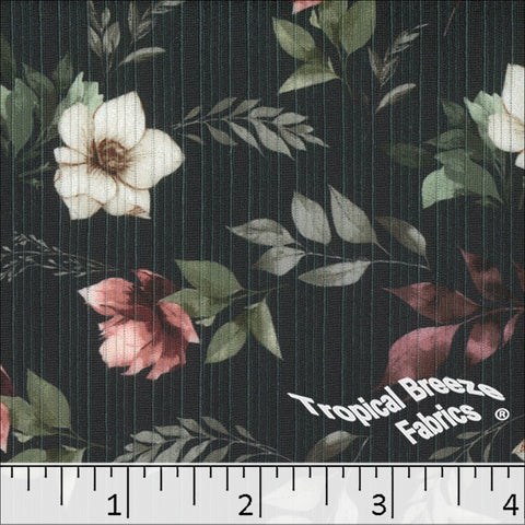rose, Supreme Rib Knit Floral Print Fabric 572627