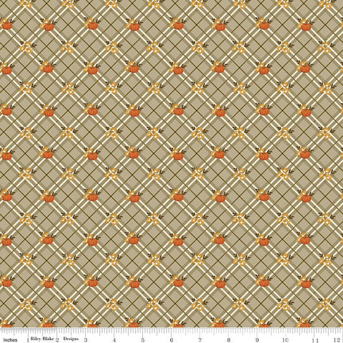 sage, Bountiful Collection Pumpkin Plaid Cotton Fabric C17862