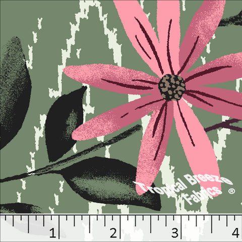 Sage Green, Standard Weave Large Floral Poly Cotton Fabric 6203