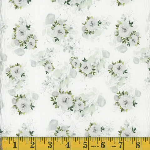 silver, Wavy Crepe Willow Print Fabric 14417