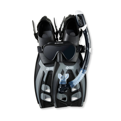 Hawaii Divers Deep Sea adult snorkeling set in silver & black