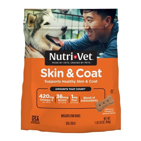 16 oz Skin and Coat Dog Biscuits package front