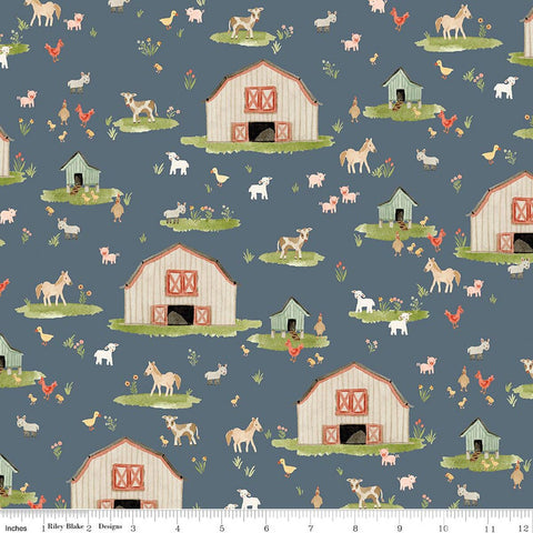 slate blue, Lil Farm Friends Collection Farm Scene Collection C17940