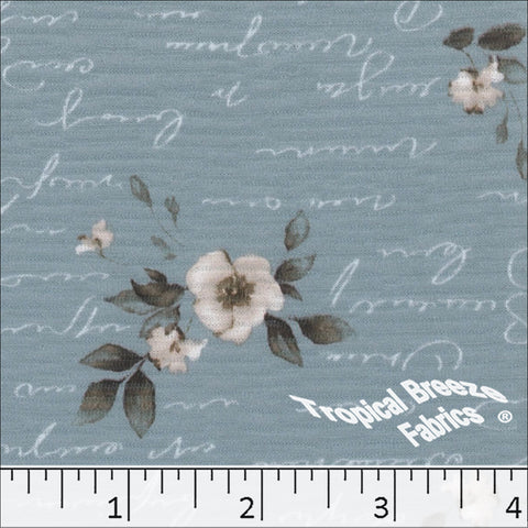 slate blue, Rebecca Knit Floral Print Fabric 573614