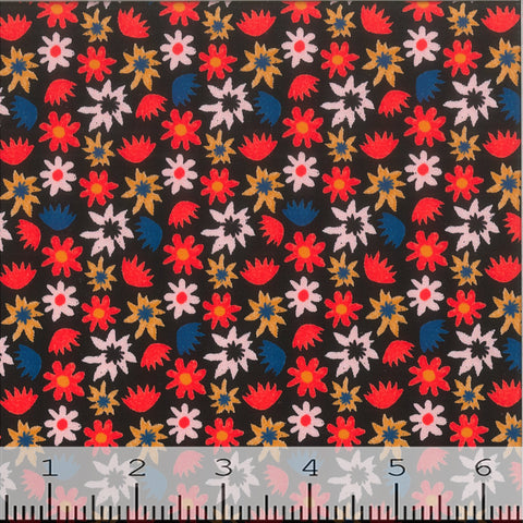 small florals on black, Nylon Spandex Swimsuit Fabric GS1