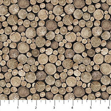 stacked logs, Winter Woodland Cotton Fabric Collection 288