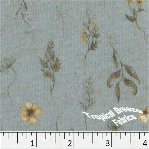stone, Linen Rib Knit Floral Print Fabric 573611