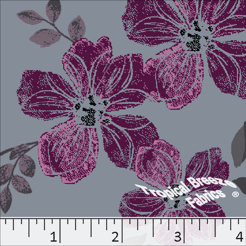 stone, Standard Weave Large Floral Poly Cotton Fabric 6345