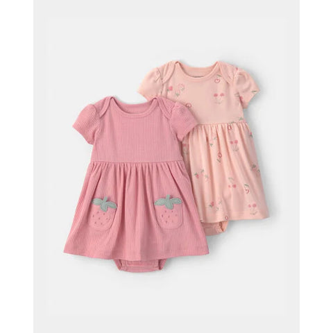 strawberry, Baby Girls' 2-Pack Short-Sleeve Pocket Dress 1V5