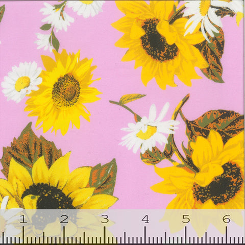sunflower, Pink Floral Stretch Swimsuit Fabric GS1