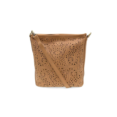 Joy Susan lazer cut eyelet bucket crossbody bag in tan