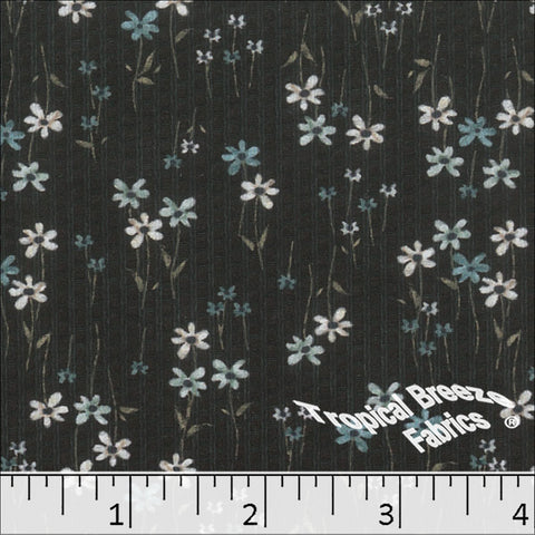 teal, Dapple Knit Floral Print Fabric 572621