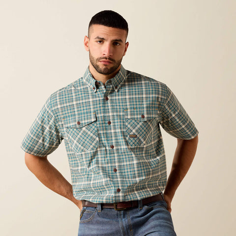 teal, Men's Made Tough DuraStretch Work Shirt 1007