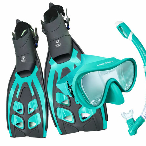 Hawaii Divers Deep Sea adult snorkeling set in teal & black