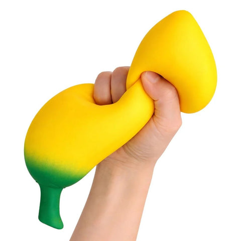 Squeezing the The Big Squij Banana squishy toy