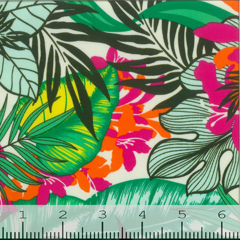 tropical, Pink Floral Stretch Swimsuit Fabric GS1