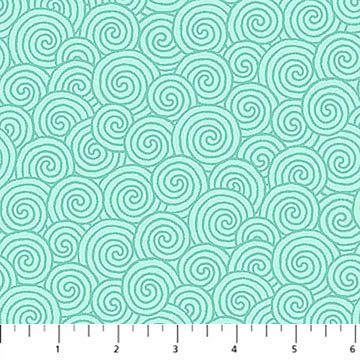 turquoise, Quilting in Bloom Swirls Cotton Fabric 28840