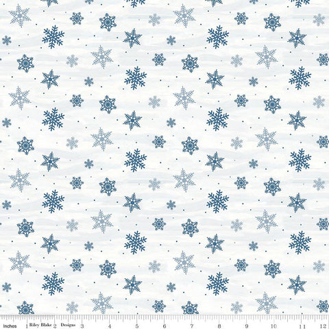 white, Covered Bridges in Winter Collection Snowflakes Cotton Fabric CD18002
