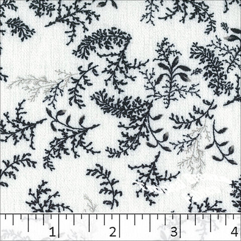 white, Vintage Weave Leafy Print Polyester Fabric 042627