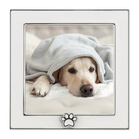 White & Silver Pawprint picture frame