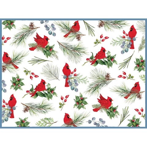 Winter blue cardinal drying mat