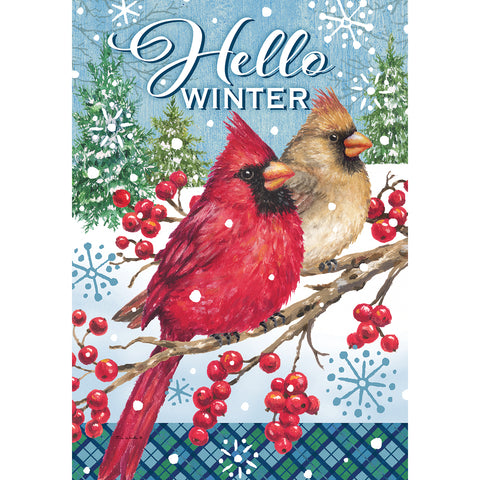Winter Cardinals garden flag