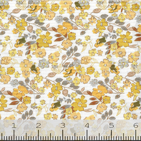 Yellow Flower Print Knit Fabric 24703