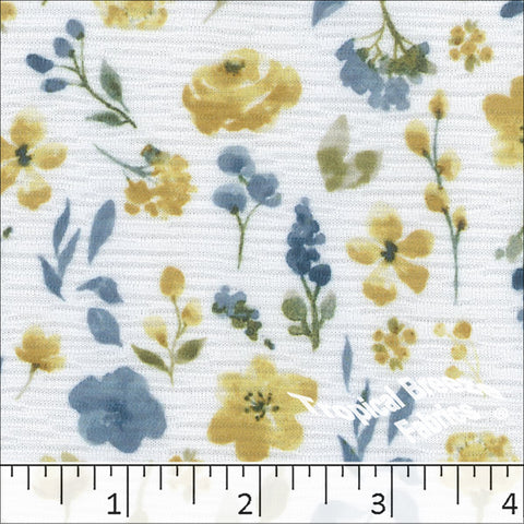 yellow, Rebecca Floral Knit Print Fabric 573616
