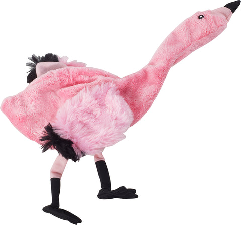 Skinneeez Pink Flamingo dog toy.